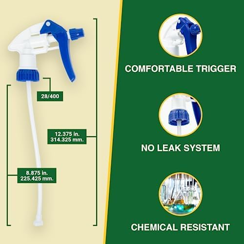 Heavy Duty 24oz Clear Plastic Spray Bottles for Cleaning - Large Empty Bottles for Gardening Solutions, Vinegar, Chemicals, Professional Cleaners - Adjustable Sprayer Nozzle - 4 Pack