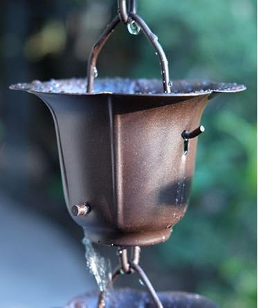 Nutshell Stores Flower Cups Rain Chain - Bronze - 15 Feet