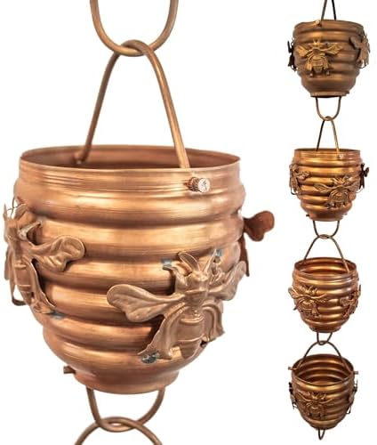 Nutshell Stores Honeybee & Hive Copper Rain Chain - Copper - 14 Feet