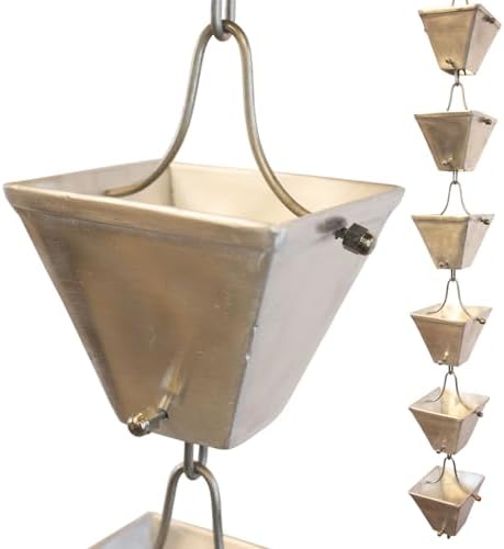 Nutshell Stores Medium Square Cups Rain Chain - Aluminum - 17 Feet
