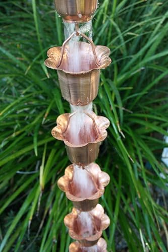 Nutshell Stores Flower Cups Rain Chain - Copper - 16 Feet