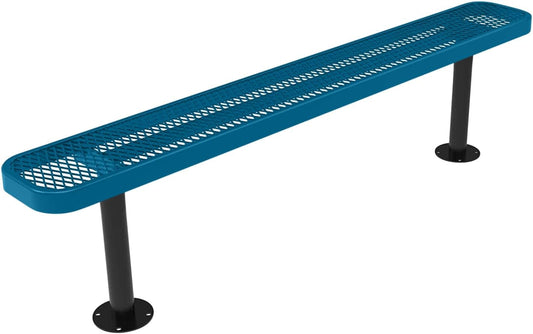 Coated Outdoor Furniture Heavy-Duty Outdoor Bench Thermoplastic Coated, Expanded Metal, Commercial-Grade Seating, Made in America (Surface Without Back, 6 Ft, Light Blue)