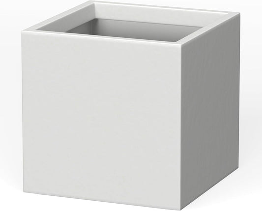 Kante 10 Inch Square Concrete Planter for Outdoor Indoor Home Patio Garden, Large Plant Pot with Drainage Hole and Rubber Plug, Pure White