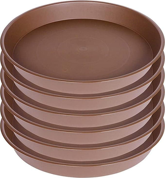 6 Pack Plant Saucer 4 5 inch (4 inch Base), Heavy Sturdy Plant Drainage Tray for Indoors (5 inch, Chocolate)