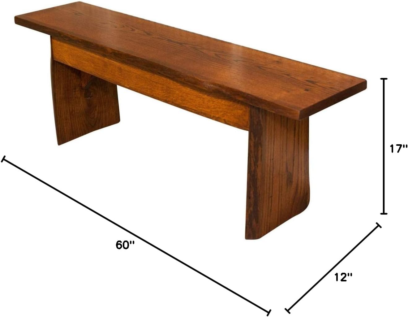 Rustic Red Door Co. Live Edge Wooden Bench - Solid Wood Dining Bench Furniture - Natural Edge Wooden Slab Bench (5' Long, Oak Wood with Michaels Stain)