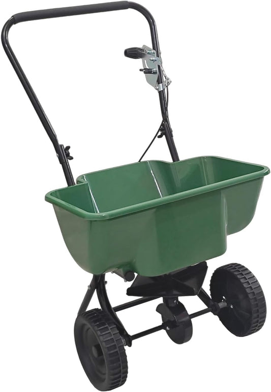 80LB Walk-Behind Broadcast Spreader for Seed,Fertilizer,Salt,Ice Melt, Fertilizer Spreader with Adjustable Drop Rate, Seed Spreaders for Lawns