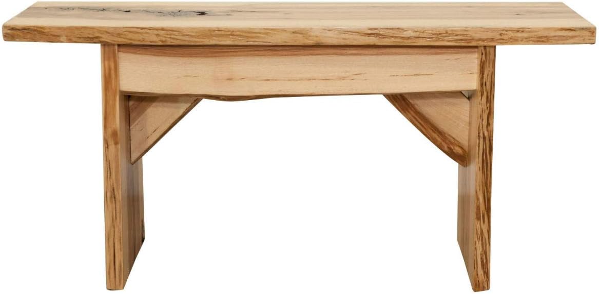 Rustic Red Door Co. Live Edge Wooden Bench - Solid Wood Dining Bench Furniture - Natural Edge Wooden Slab Bench (5' Long, Hickory Wood with Clear Coat)