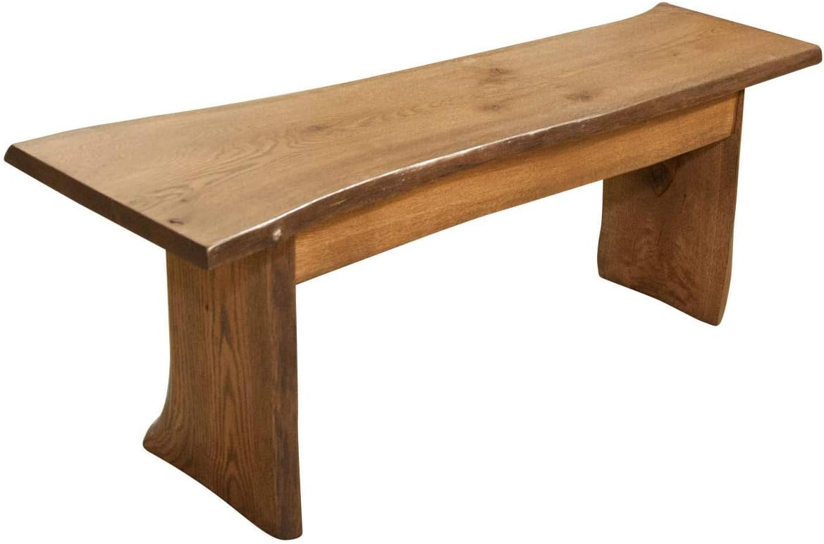Rustic Red Door Co. Live Edge Wooden Bench - Solid Wood Dining Bench Furniture - Natural Edge Wooden Slab Bench (3' Long, Oak Wood with Cappuccino Stain)