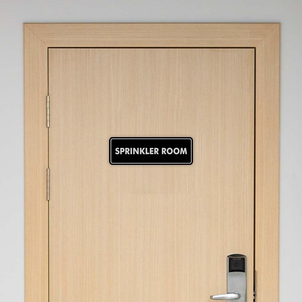 Signs ByLITA Standard Sprinkler Room Sign (Navy Blue/Gold) - Large 2 Pack