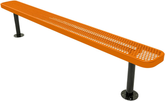 Coated Outdoor Furniture Heavy-Duty Outdoor Bench Thermoplastic Coated, Expanded Metal, Commercial-Grade Seating, Made in America (Surface Without Back, 8 Ft, Orange)