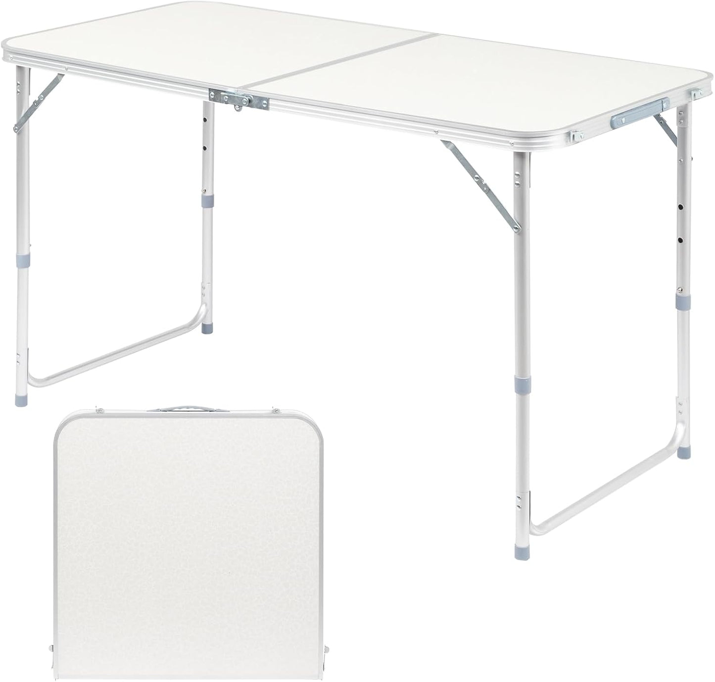 3.0 Ft Folding Portable Camping Table with Adjustable Height Aluminum Legs for Kitchen, BBQ, Dining, Picnic, Cooking, Beach, Garden, Party, Traval, Party, 4-6 People