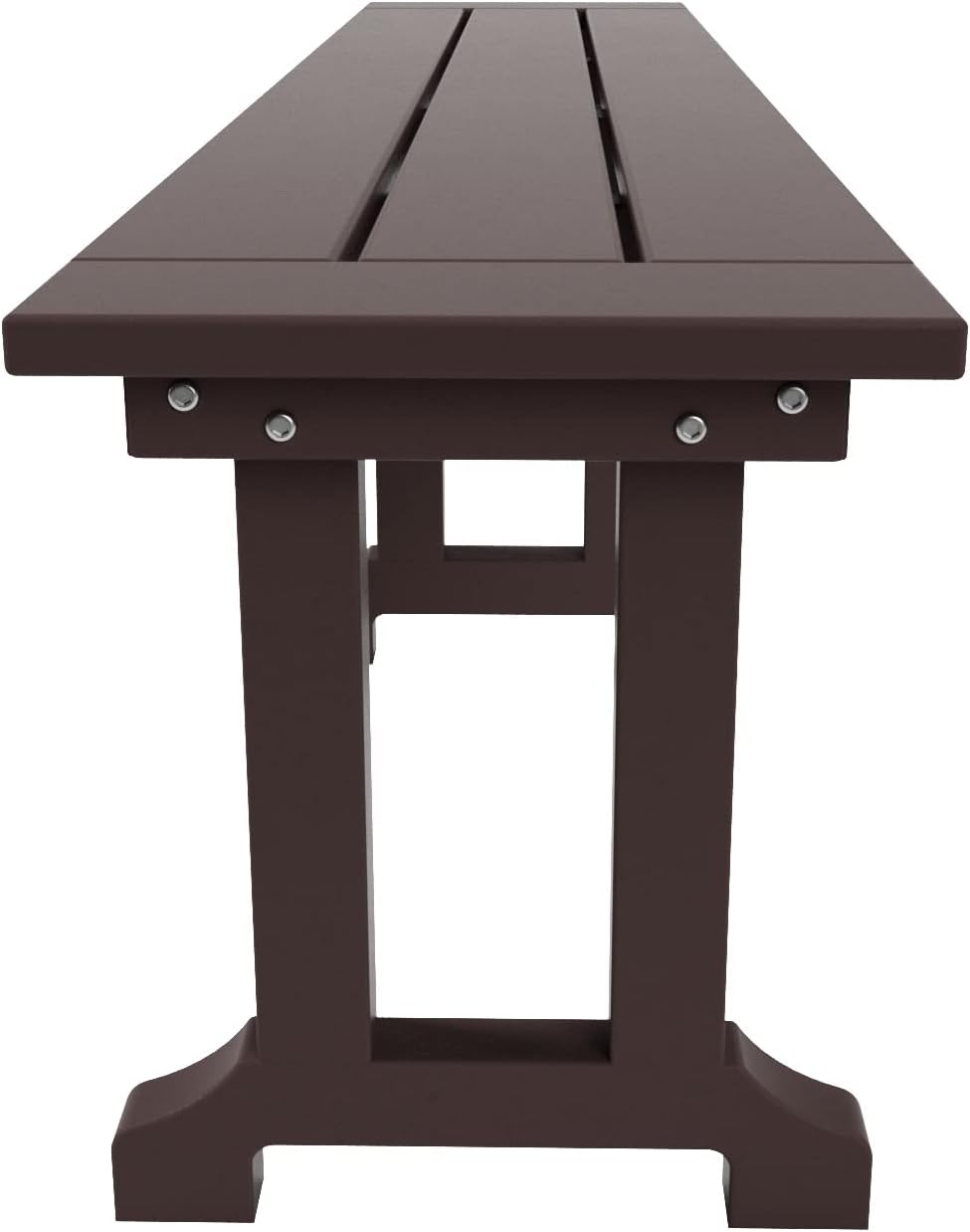 WestinTrends Malibu 65" Outdoor Dining Bench, All Weather Resistant Poly Lumber Patio Garden Bench Trestle Long Bench for Both Outdoor and Indoor, Dark Brown