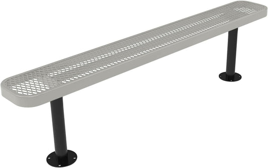 Coated Outdoor Furniture Heavy-Duty Outdoor Bench Thermoplastic Coated, Expanded Metal, Commercial-Grade Seating, Made in America (Surface Without Back, 6 Ft, Grey)