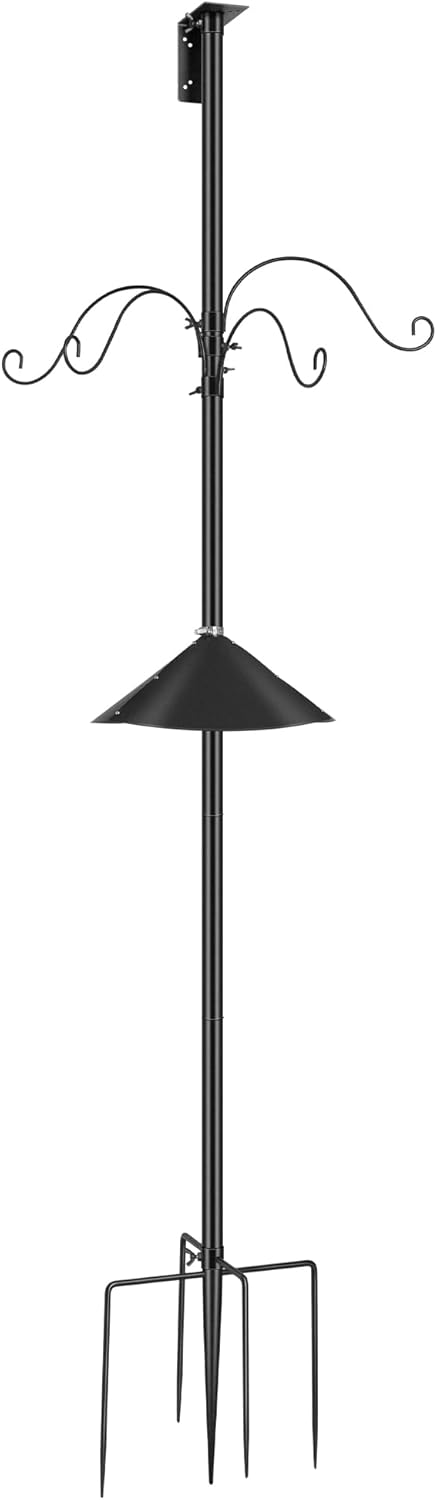 VIVOHOME 106 Inch Bird Feeder Pole, Heavy Duty Adjustable Bird House Stand Pole for Outdoor, Bird House Pole Mount Kit with 5 Prong