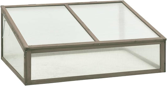 Solid Firwood Garden Portable Wooden Greenhouse, Raised Flower Planter with Open Bottom, Mini Greenhouse Cabinet for Outdoor Indoor Use 39.4"x25.6"x15.7"/Gray