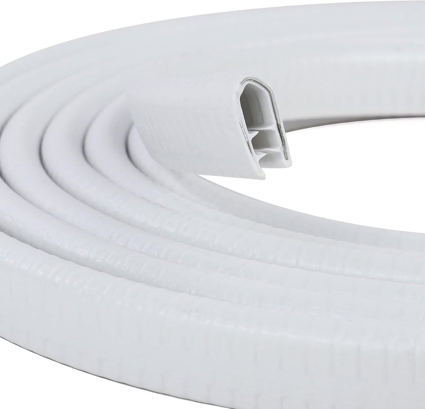 Rubber Edge Trim, U Channel Edge Trim with Metal Clips Edge Guard Protector, PVC Rubber Seal Strip for Sheet Metal, Car Doors, Hatches, Table Corners, Fit 3/64" to 1/4"(1.2mm-6.4mm), 6.5Ft, White