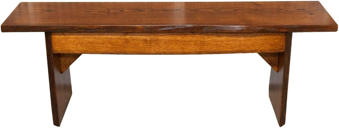 Rustic Red Door Co. Live Edge Wooden Bench - Solid Wood Dining Bench Furniture - Natural Edge Wooden Slab Bench (5' Long, Oak Wood with Michaels Stain)