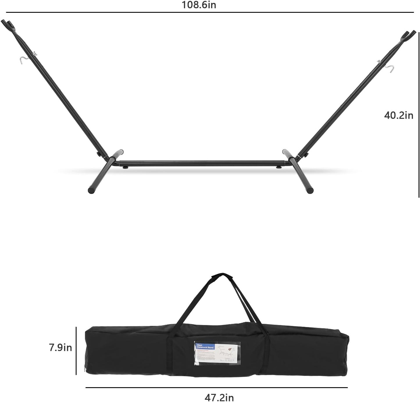 Double Hammock with Stand Included 450lb Capacity Space Saving Steel Stand,Premium Carry Bag Included,Suit for Outside,Indoor,Yard,Camping(Ocean).