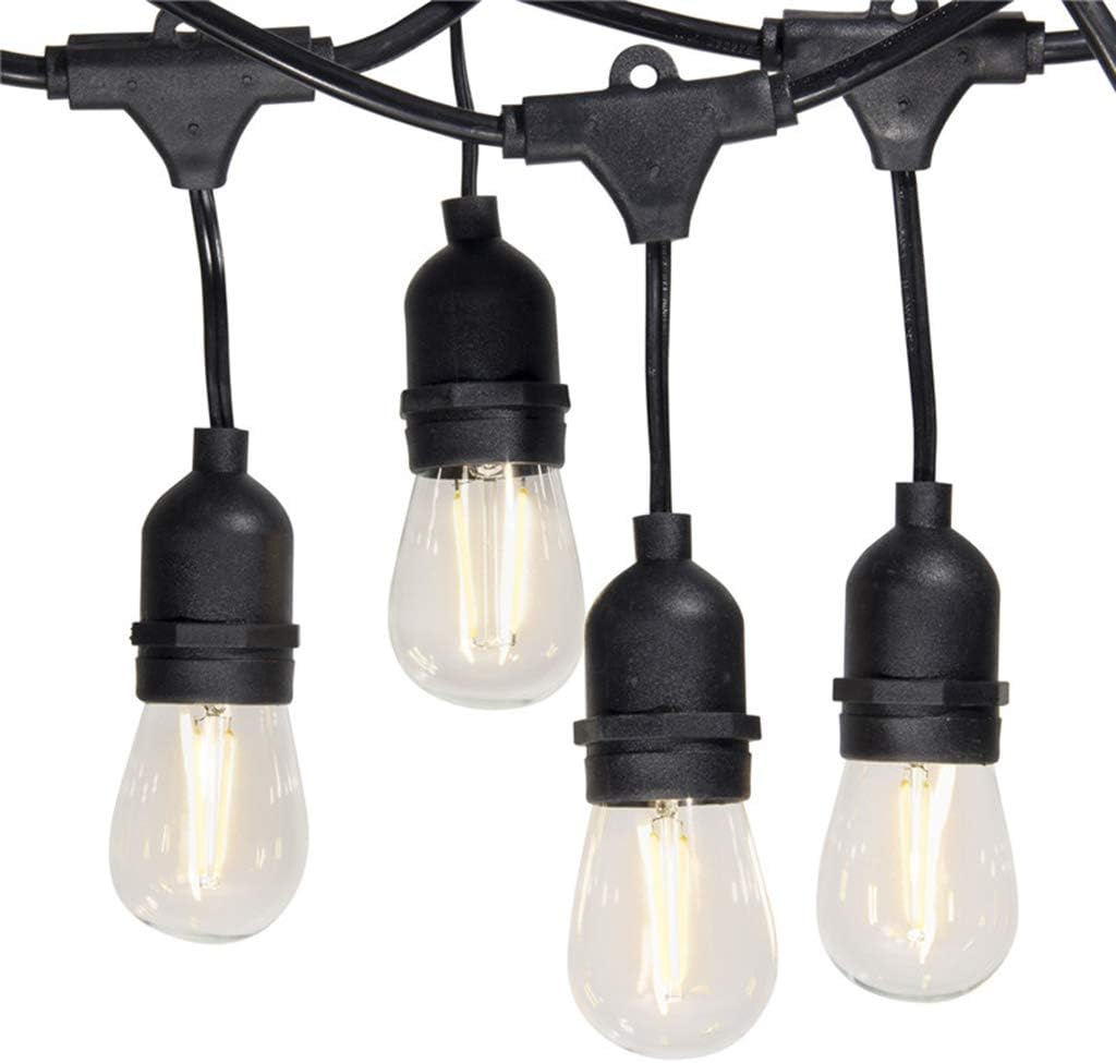 FRIDEKO HOME Waterproof Outdoor String Lights - 12Ft Commercial Grade Patio Lights Heavy Duty Light String Hanging Light Fixture with 11W S14 Bulbs for Deckyard Garden Porch Party Decor