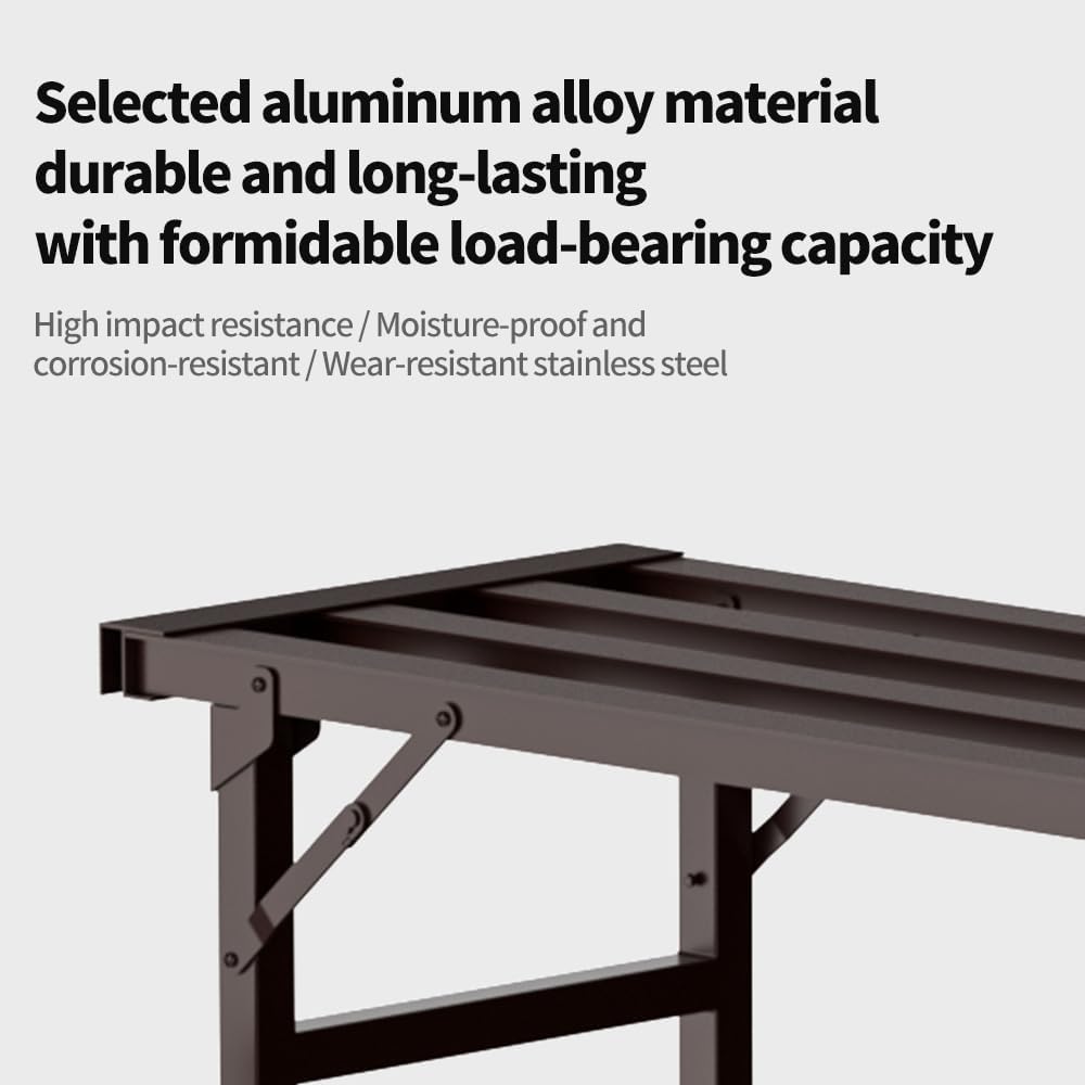 Metal Plant Stand - Heavy Duty Outdoor Shelf for Plants, Rust-Proof Aluminum, Adjustable Height, Spacious & Sturdy