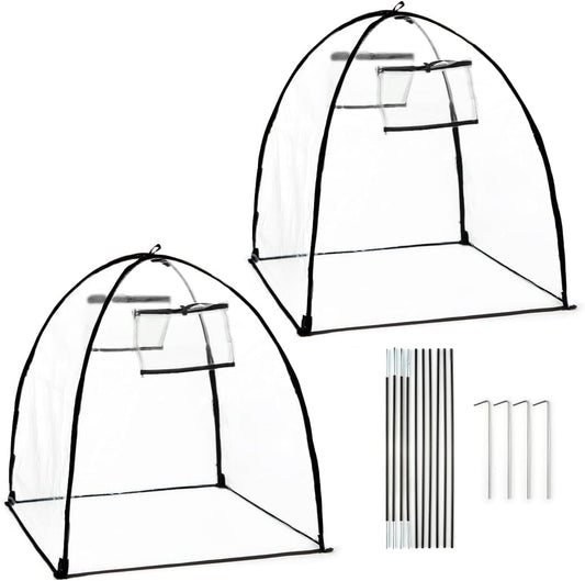 Plant Covers Freeze Protection, Clear Outdoor Garden Frost Cover, Plant Protectors from Animals, Garden cloches for Plants, Potted Fruit min Greenhouse(Transparent,2-Pack)