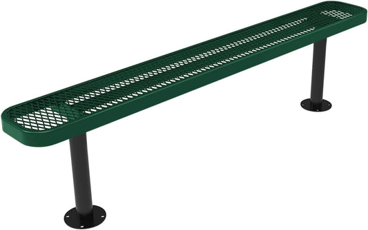 Coated Outdoor Furniture Heavy-Duty Outdoor Bench Thermoplastic Coated, Expanded Metal, Commercial-Grade Seating, Made in America (Surface Without Back, 6 Ft, Textured Green)