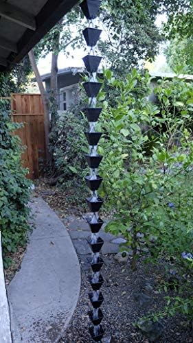 Nutshell Stores Medium Square Cups Rain Chain - Black - 16 Feet