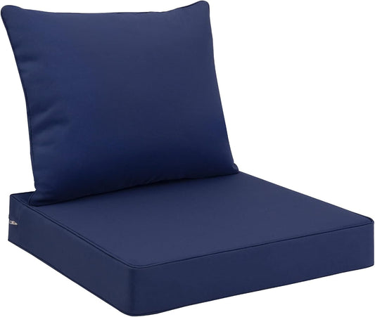 Favoyard Outdoor Seat Cushion Set 22 x 22 Inch Waterproof & Fade Resistant Patio Furniture Cushions with Removable Cover Deep Seat & Back Cushion with Handle and Adjustable Straps for Chair Sofa Couch