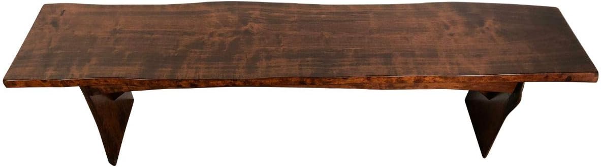 Rustic Red Door Co. Live Edge Wooden Bench - Solid Wood Dining Bench Furniture - Natural Edge Wooden Slab Bench (5' Long, Rustic Cherry Wood with Asbury Stain)