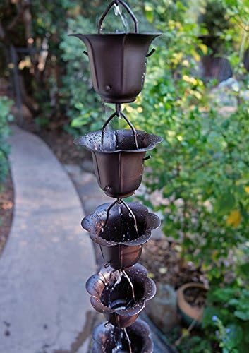 Nutshell Stores Flower Cups Rain Chain - Bronze - 19 Feet
