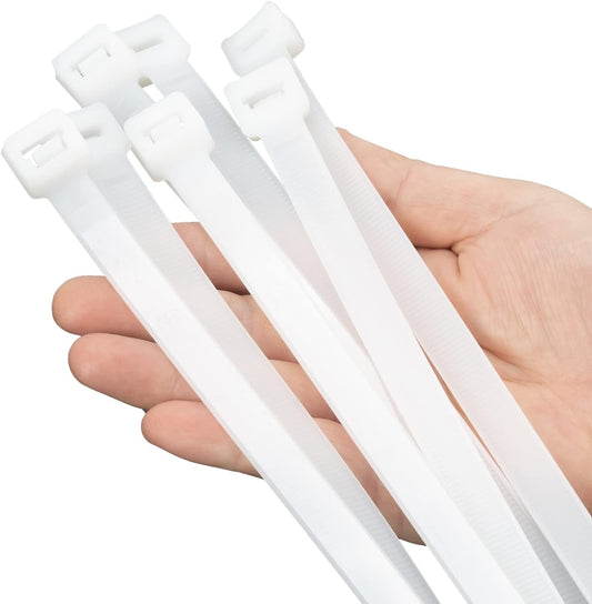 XINGO 60 inch White Zip Ties Heavy Duty 20 PCS, 250 lbs Ultra Strong Plastic Wire Ties, Large Cable Ties Extra Long Tie Wraps, Indoor and Outdoor UV Resistant