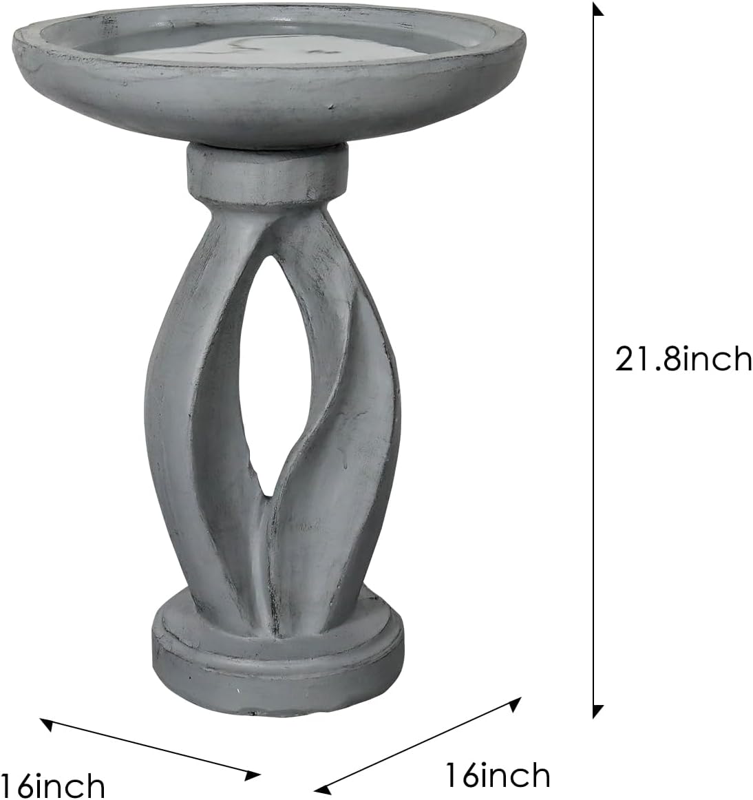 SKYFIRE 21.8" Tall Outdoor Bird Bath for Garden -Concrete Modern Freestanding Patio Birdbath, Decoration Yard Statue for Garden, Patio, Lawn -16”Dia X 21.8”H Contemporary Birdbaths with Pedestal
