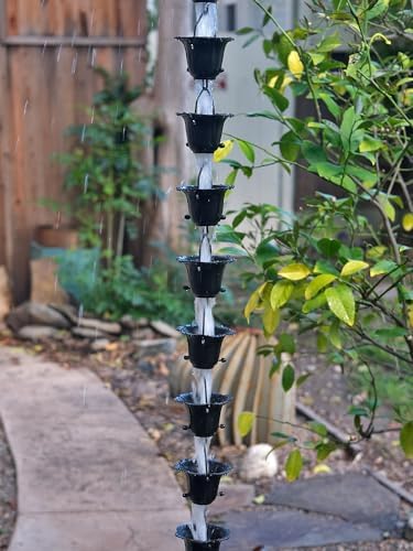 Nutshell Stores Flower Cups Rain Chain - Black - 18 Feet