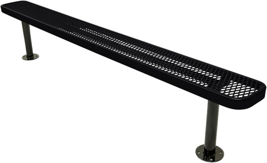 Coated Outdoor Furniture Heavy-Duty Outdoor Bench Thermoplastic Coated, Expanded Metal, Commercial-Grade Seating, Made in America (Surface Without Back, 8 Ft, Black)