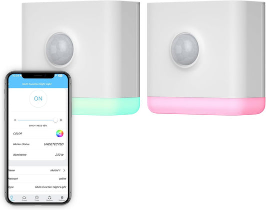 THIRDREALITY Multi-Function Night Light 2 Pack, Zigbee Repeater, 3-in-1 Combines a Motion Sensor, a Illumination Sensor and RGB Color Night Light, 1-100% Adjustable Brightness, Zigbee hub Required
