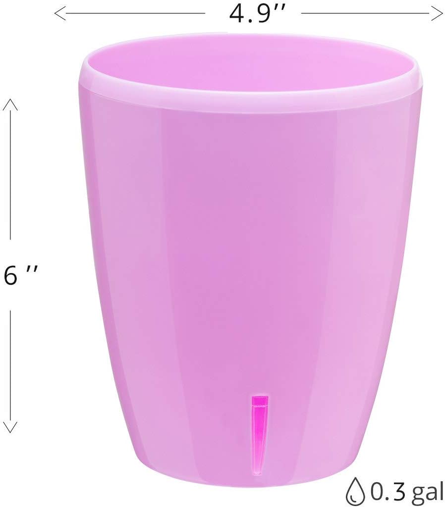 Santino 4.9 Inch ORCHIDEA Self Watering Pots for Orchids in Lavender (Set of 3) - Decorative Wicking Planter with w/Great Aerification, Drainage and Water Level Indicator