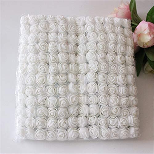 Foam Rose Fake Flowers for Crafts 144 pcs 2 cm Mini Wreaths Artificial Flower Bouquet Multicolor Rose Flower Wedding Scrapbooking Decoration Rose Fake Flower(White)