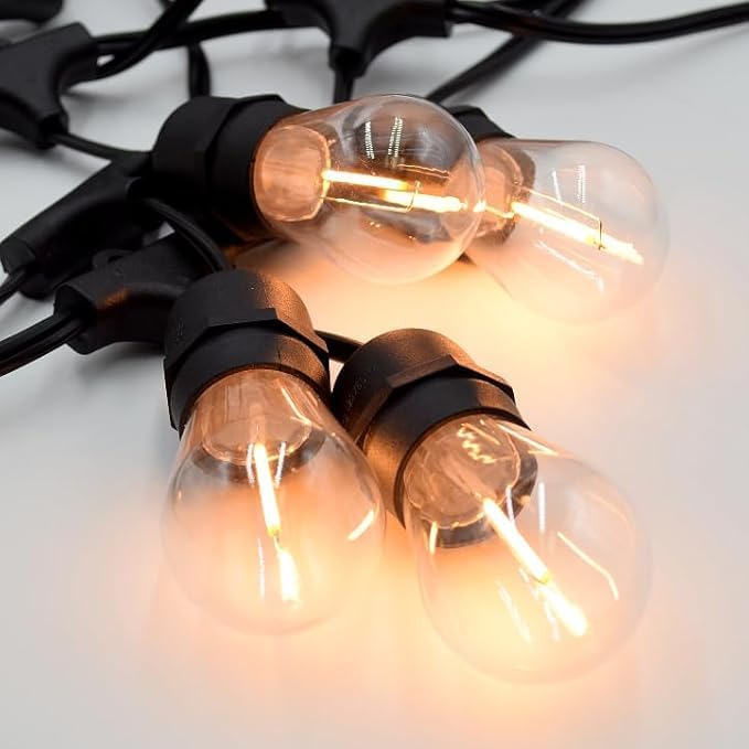 Hometown Evolution, Inc. E26 Commercial String Lights with 16 Gauge Wire (S14 LED Plastic, 100 Foot 50 Socket)