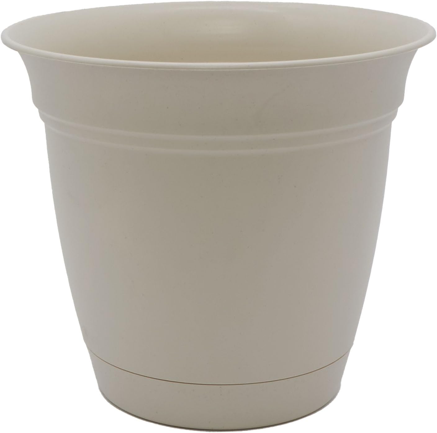 The HC Companies Eclipse Round Planter with Saucer - Outdoor & Indoor Plant Pot with Drainage Holes - Lightweight, UV-Resistant Plastic Pots for Plants, Flowers & Herbs (20" Cottage Stone, Pack of 1)