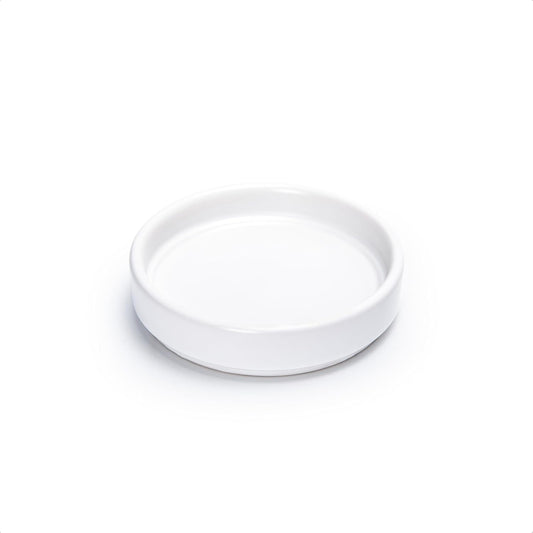 D'vine Dev Modern Round 3.7 Inch Ceramic Plant Pot Saucer, Planter Pot Drainage Tray for Indoor Plants, Matte White, 97-T-A-1