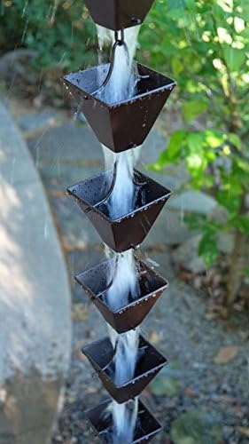Nutshell Stores Medium Square Cups Rain Chain - Bronze - 20 Feet