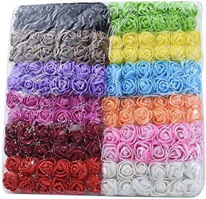 Mini Fake Rose Flower Heads 144pcs Artificial Roses Heads for Wedding Bridesmaid Bridal Bouquets Centerpieces, Party Decoration, Home Office Decor (Light Blue)