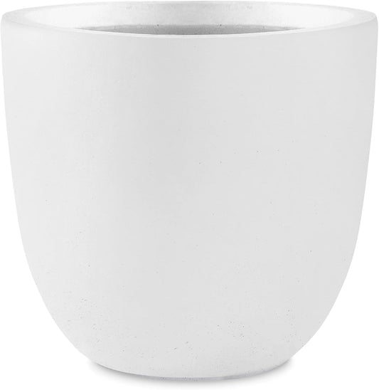 Kante 18 Inch Dia Round Concrete Planter, Indoor Outdoor Large Plant Pot with Drainage Hole and Rubber Plug for Home Patio Garden, Pure White