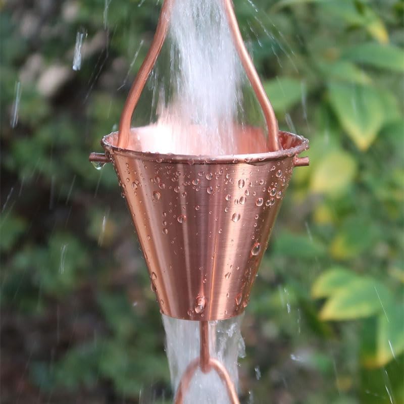 Nutshell Stores Steel Cups Rain Chain - Copper Plated - 13 Feet