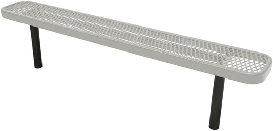 Coated Outdoor Furniture Heavy-Duty Outdoor Bench Thermoplastic Coated, Expanded Metal, Commercial-Grade Seating, Made in America (Inground Without Back, 6 Ft, Grey)