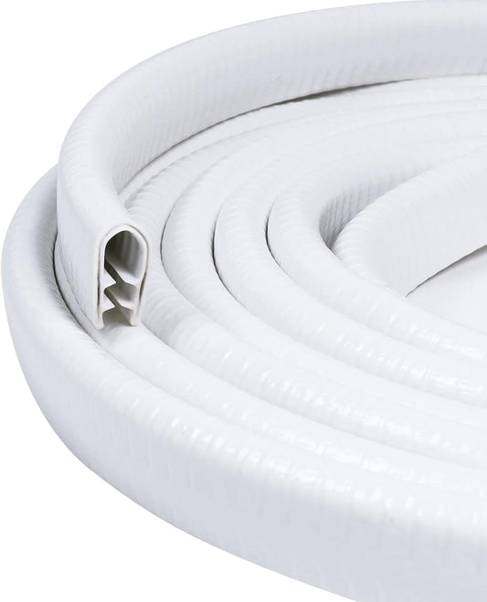 Edge Trim White U-Channel Rubber Trim Edge with Metal 1/2" X 3/8" - Fit Gap 3/64" to1/4 Car Door Edge Sealing Strip, PVC Weather Stripping with Steel, Metal Edge Protector, 6.5FT