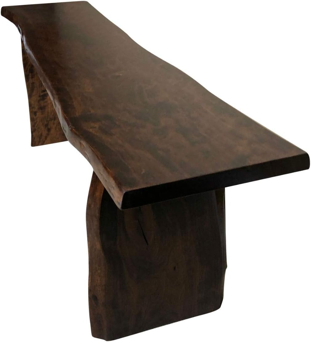 Live Edge Wooden Bench – Solid Wood Dining Bench – Rustic Home Décor Furniture – Natural Edge Wooden Slab Bench (3' Long, Rustic Cherry Wood with Asbury Stain)