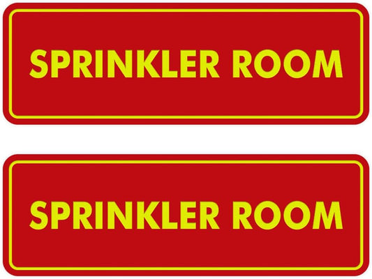 Signs ByLITA Standard Sprinkler Room Sign (Red/Yellow) - Large 2 Pack