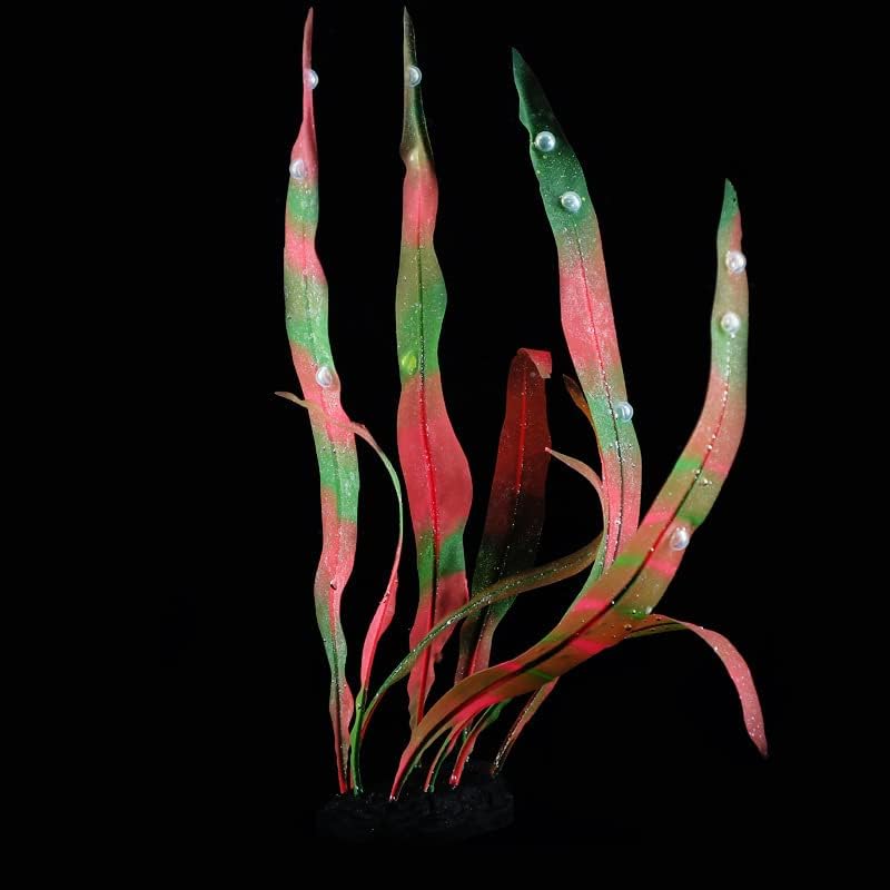1Pc Aquarium Decoration Plants Simulation Artificial Water Grass Fish Tank Decor Plant Soft Silicone Glowing Kelp Ornament Aquarium Accessories,Red,7.08in