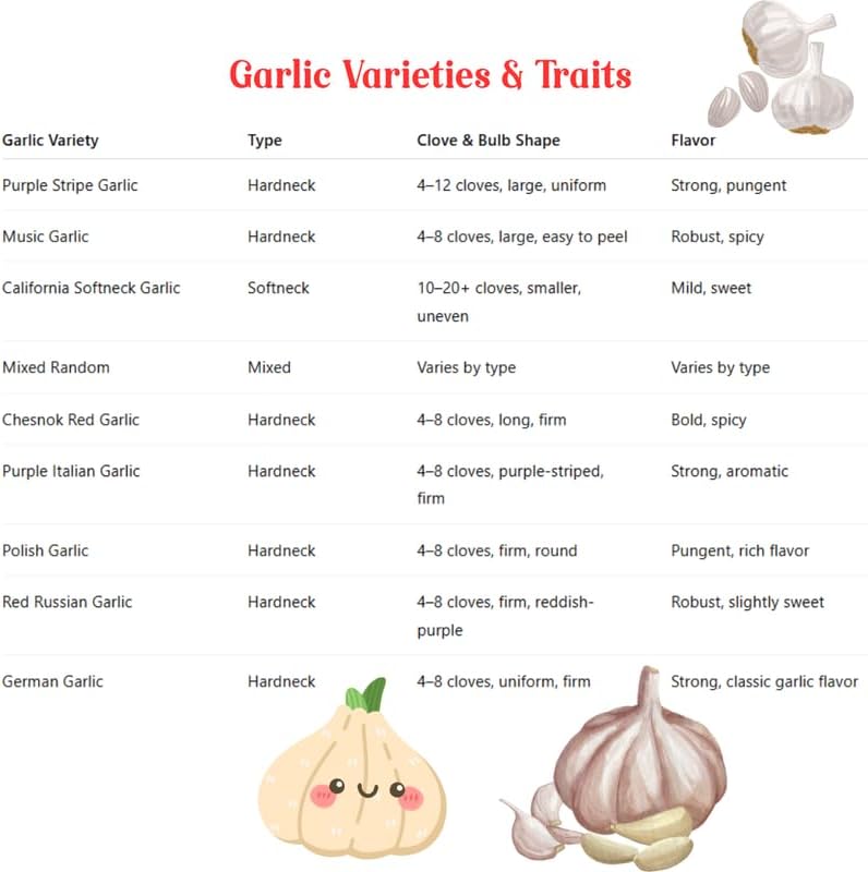 8 Garlic for Planting in Fall Hardneck, Purple Stripe Garlic Bulbs for Planting, Fresh and High Yield Bulb Variety Pack, Hardy and Fast Growing
